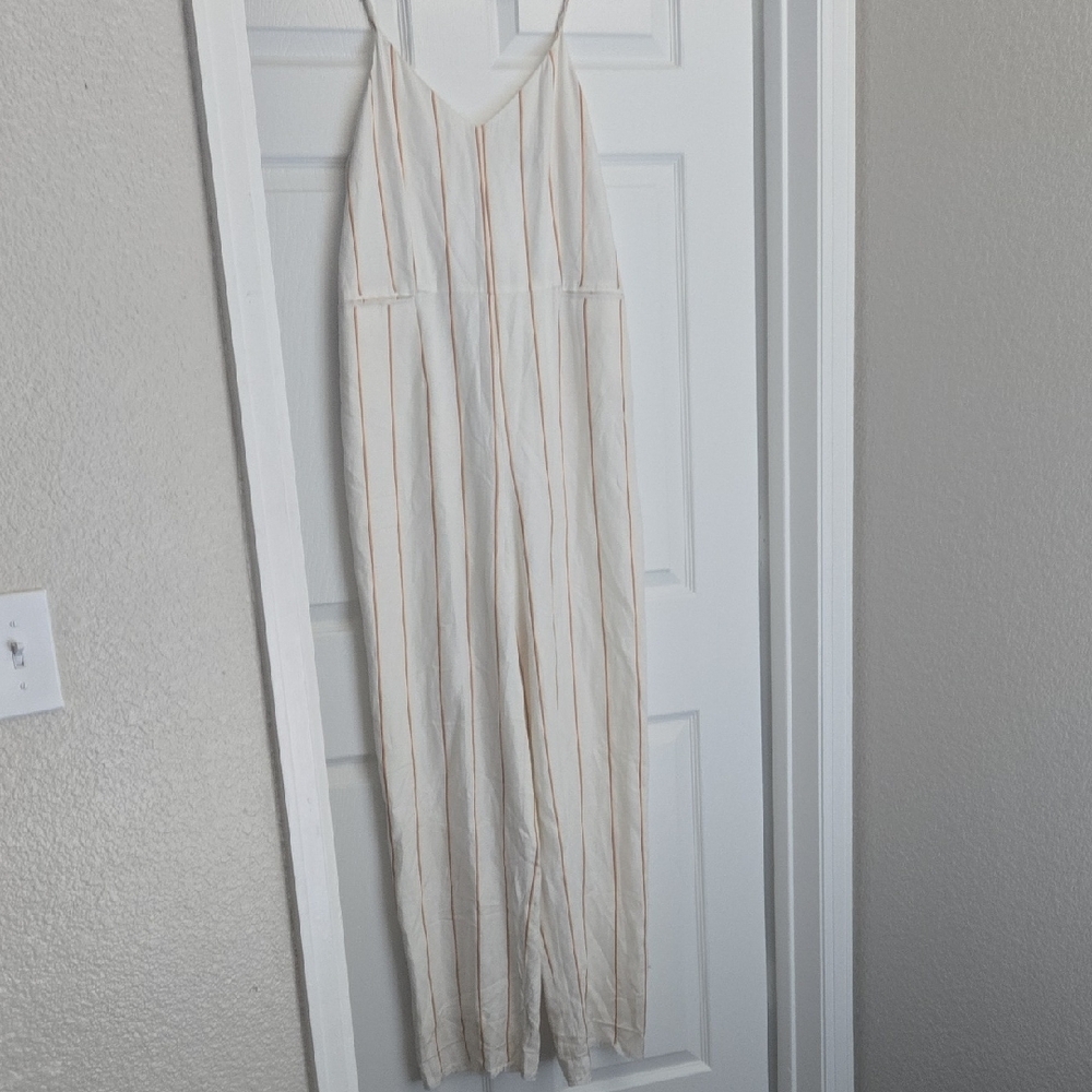 Anthropologie Essential Jumpsuit in Cream and Orange
